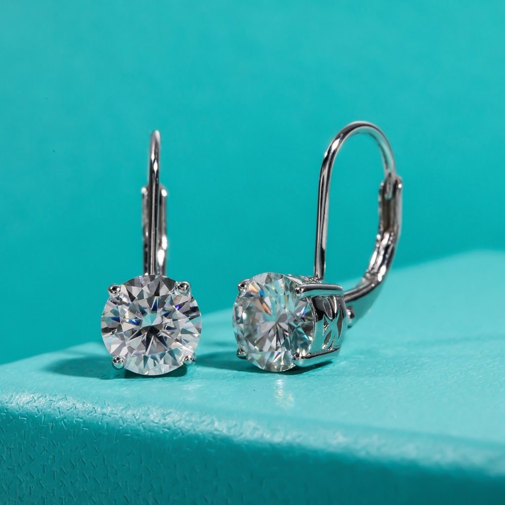 Certified 2ct. t.w. Moissanite Diamond Dangle Drop Earrings NEW - Picture 4 of 10